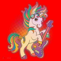 Retro Rocker Rainbow Unicorn Santa Hat thumb 1