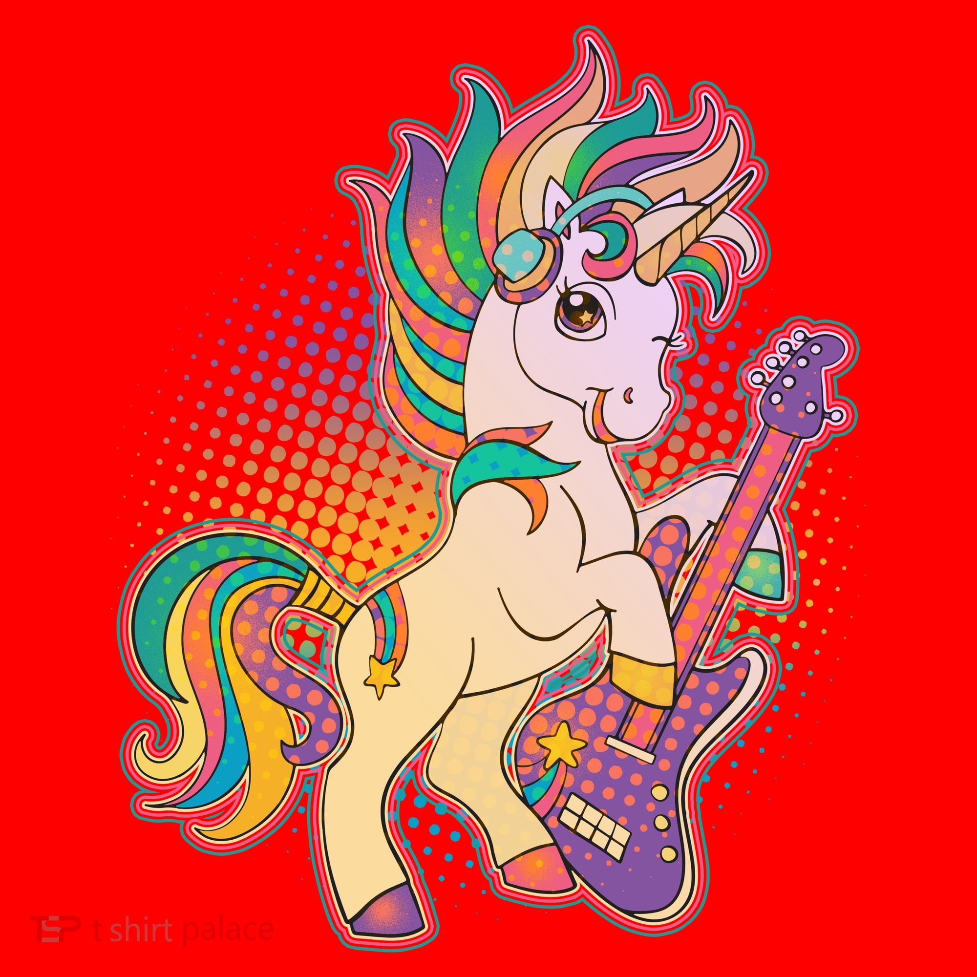 Retro Rocker Rainbow Unicorn Santa Hat