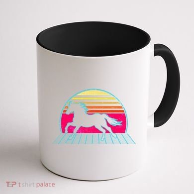 Retro Running Horse Silhouette Coffee Mug back