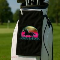 Retro Running Horse Silhouette Golf Towel thumb 2