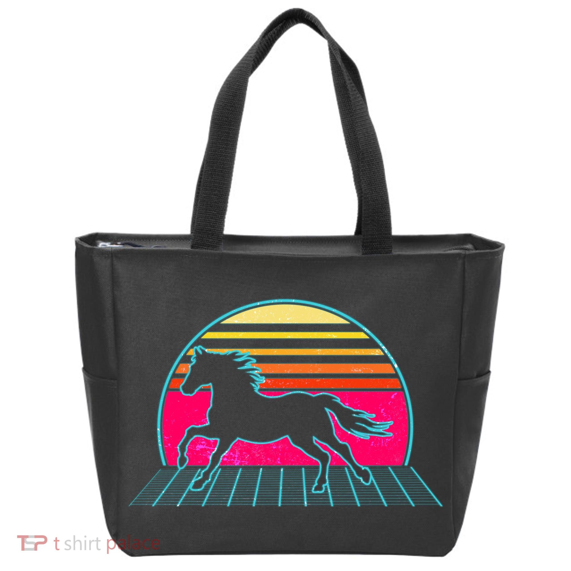 Retro Running Horse Silhouette Tote Bag