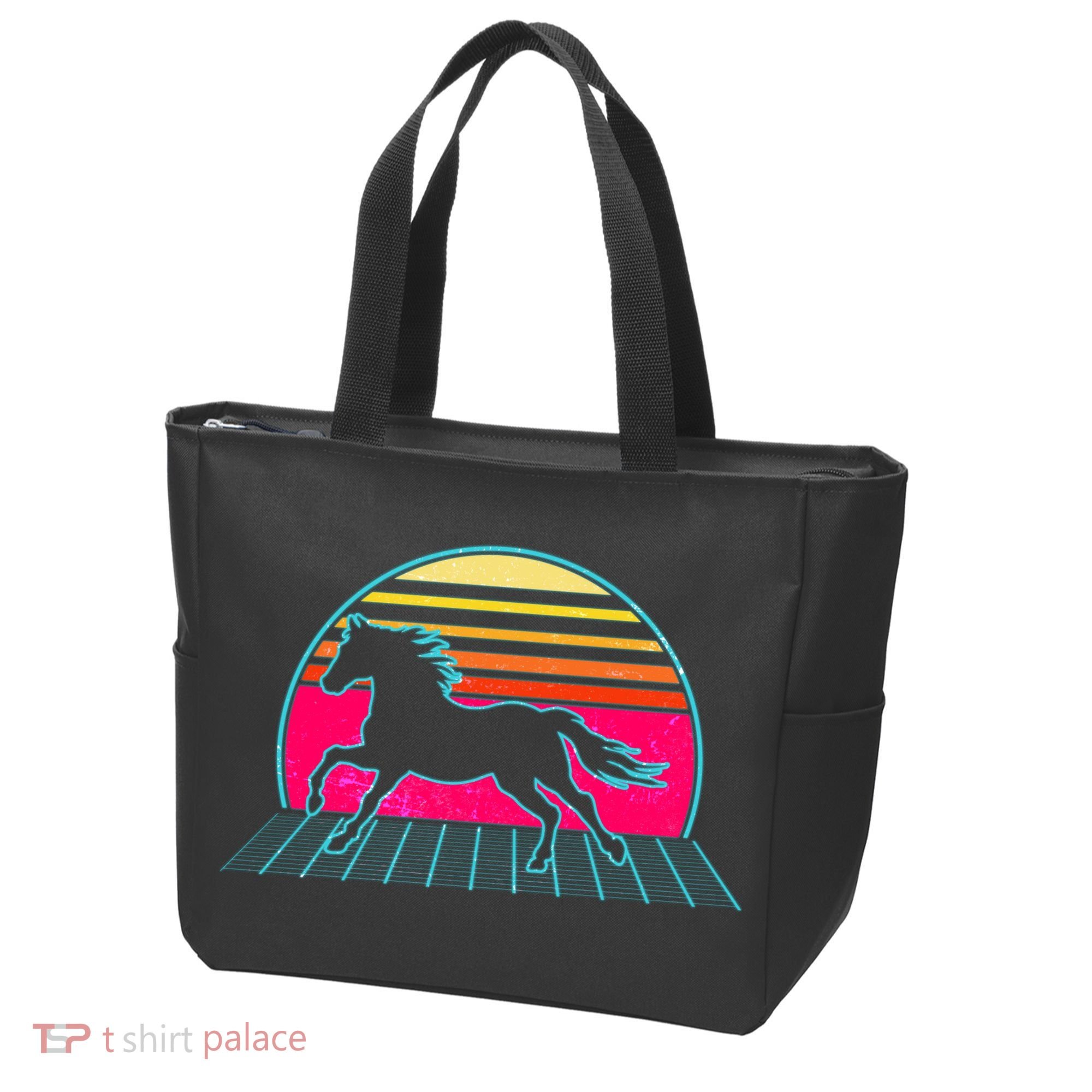 Retro Running Horse Silhouette Tote Bag
