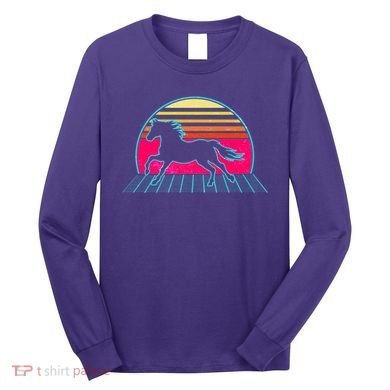 Retro Running Horse Silhouette Long Sleeve Shirt