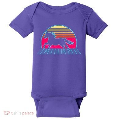 Retro Running Horse Silhouette Baby Bodysuit