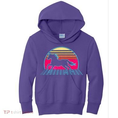 Retro Running Horse Silhouette Kids Hoodie