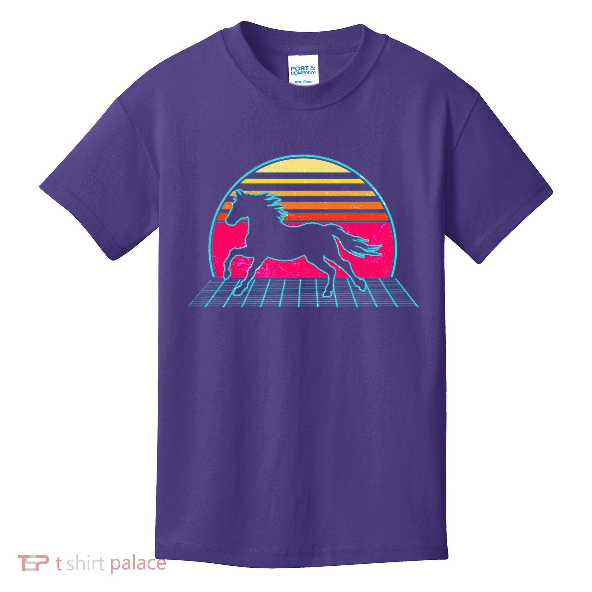 Retro Running Horse Silhouette Kids T-Shirt
