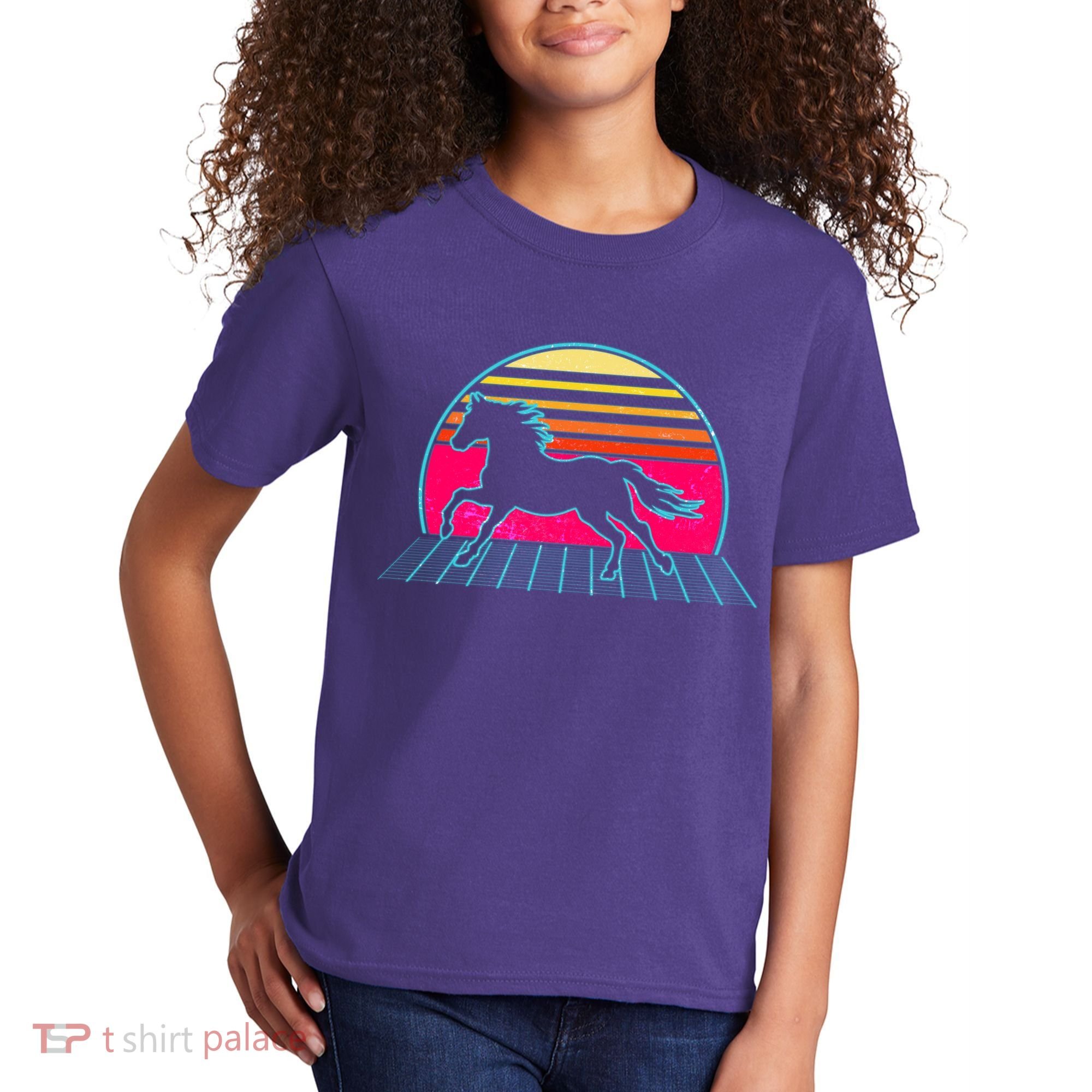 Retro Running Horse Silhouette Kids T-Shirt