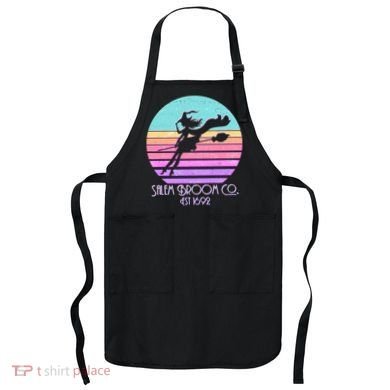 Retro Salem Broom Co. Est 1692 Halloween Apron