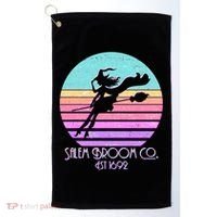 Retro Salem Broom Co. Est 1692 Halloween Golf Towel thumb 0