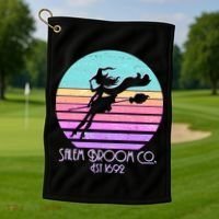 Retro Salem Broom Co. Est 1692 Halloween Golf Towel thumb 1