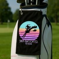 Retro Salem Broom Co. Est 1692 Halloween Golf Towel thumb 2