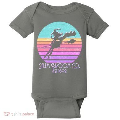 Retro Salem Broom Co. Est 1692 Halloween Baby Bodysuit