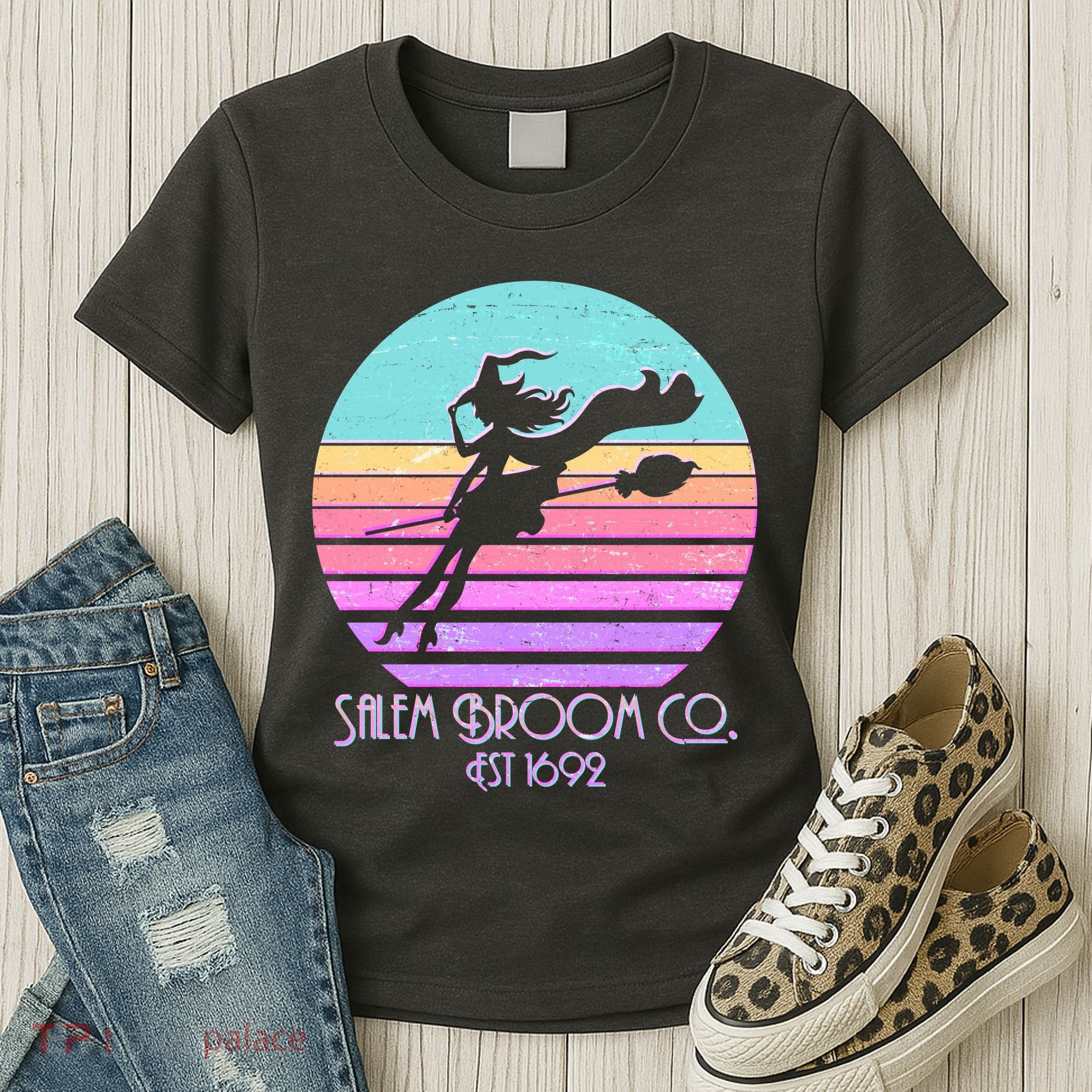 Retro Salem Broom Co. Est 1692 Halloween Women's T-Shirt