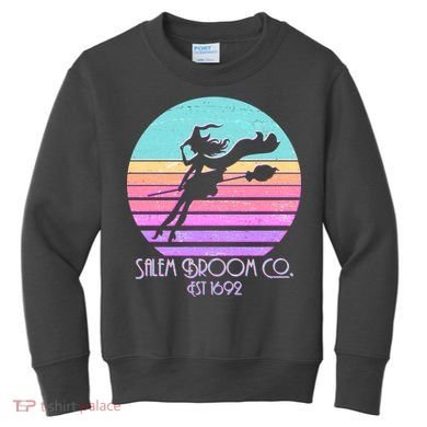 Retro Salem Broom Co. Est 1692 Halloween Kids Sweatshirt