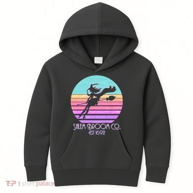 Retro Salem Broom Co. Est 1692 Halloween Kids Hoodie