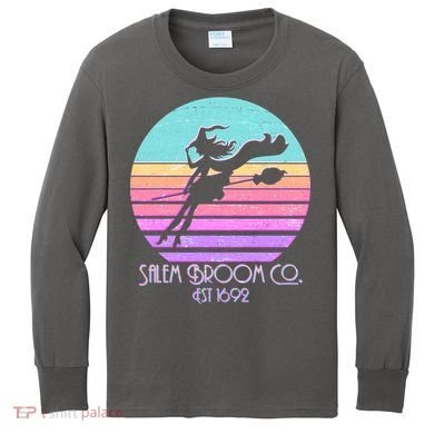 Retro Salem Broom Co. Est 1692 Halloween Kids Long Sleeve Shirt