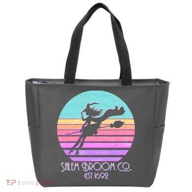Retro Salem Broom Co. Est 1692 Halloween Tote Bag
