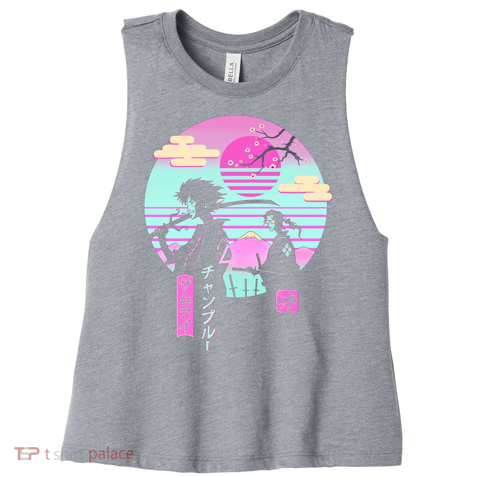 Retro Samurai Chillhop Anime Women's Racerback Cropped Tank