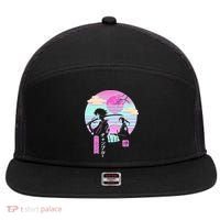 Retro Samurai Chillhop Anime 7 Panel Mesh Trucker Snapback Hat thumb 0