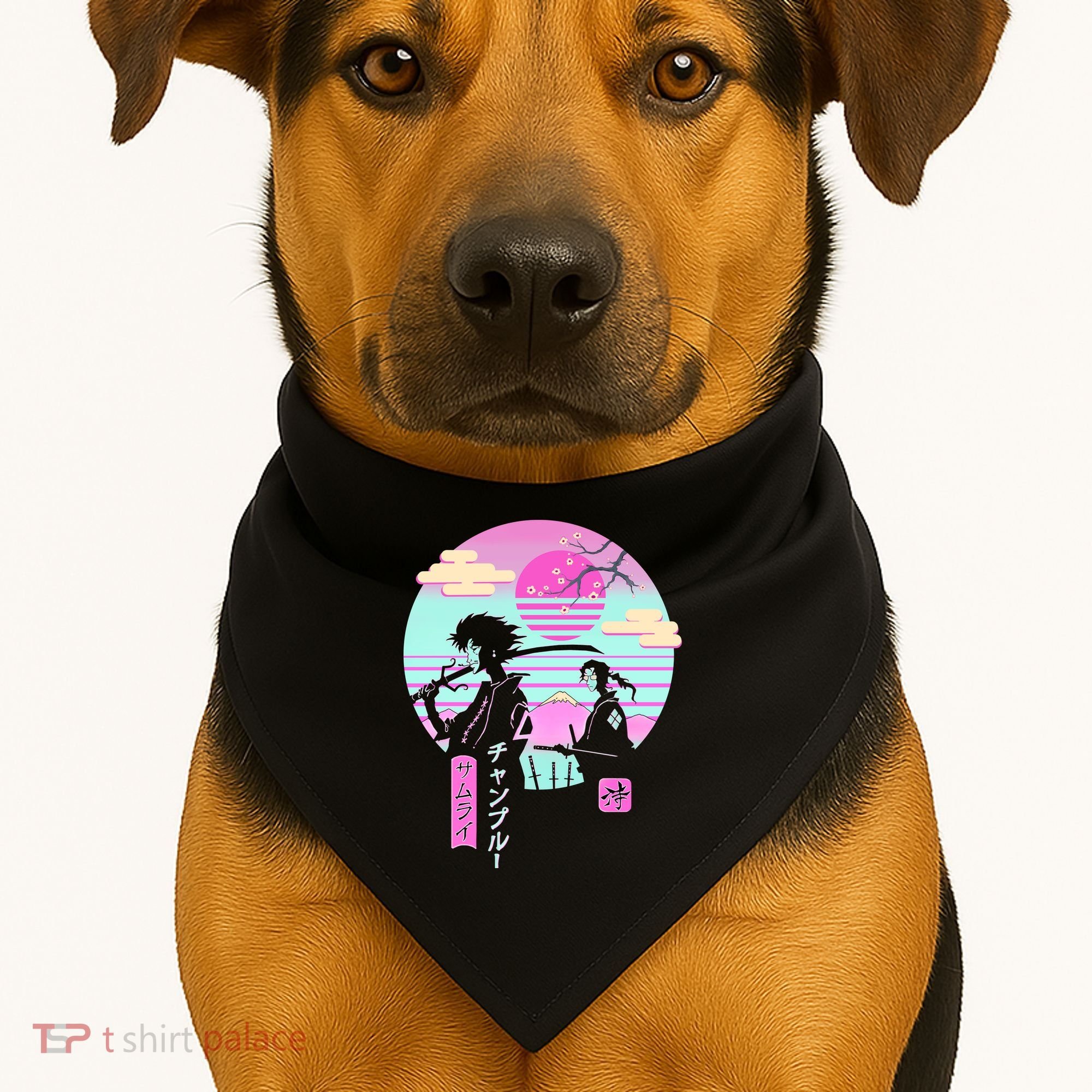 Retro Samurai Chillhop Anime USA-Made Doggie Bandana