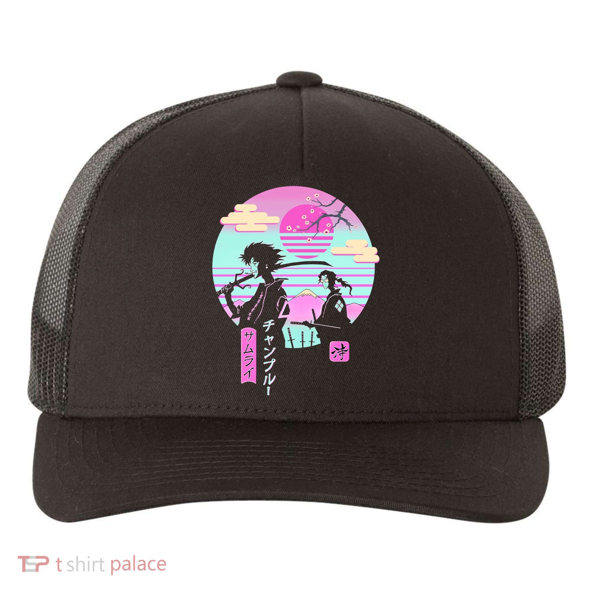 Retro Samurai Chillhop Anime Yupoong Adult 5-Panel Trucker Hat