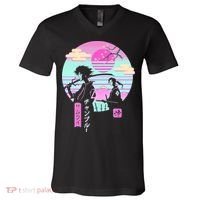 Retro Samurai Chillhop Anime V-Neck T-Shirt thumb 0