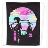 Retro Samurai Chillhop Anime Drawstring Bag thumb 0