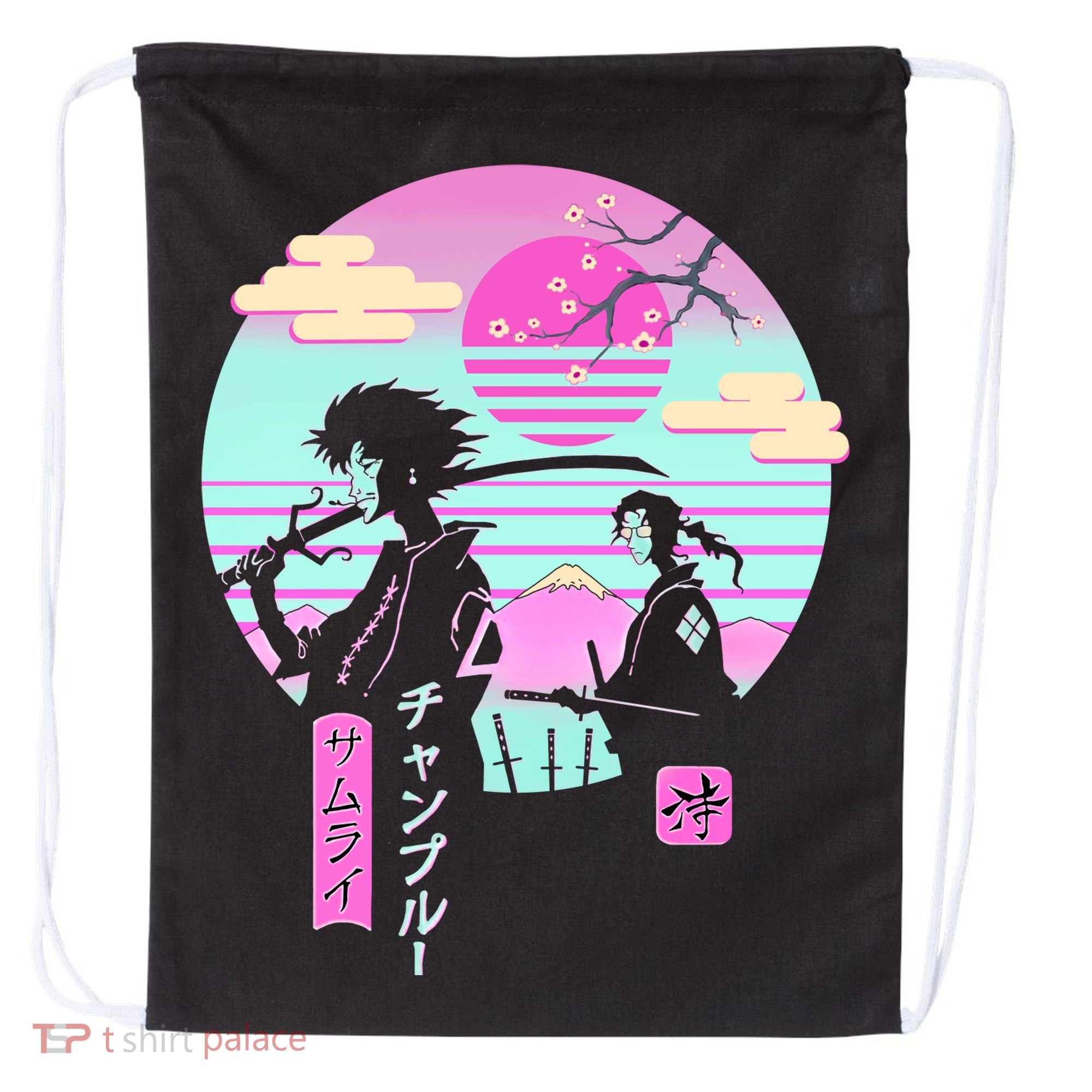 Retro Samurai Chillhop Anime Drawstring Bag