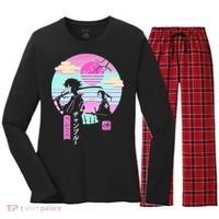 Retro Samurai Chillhop Anime Women's Long Sleeve Flannel Pajama Set  thumb 0