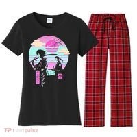 Retro Samurai Chillhop Anime Women's Flannel Pajama Set thumb 0