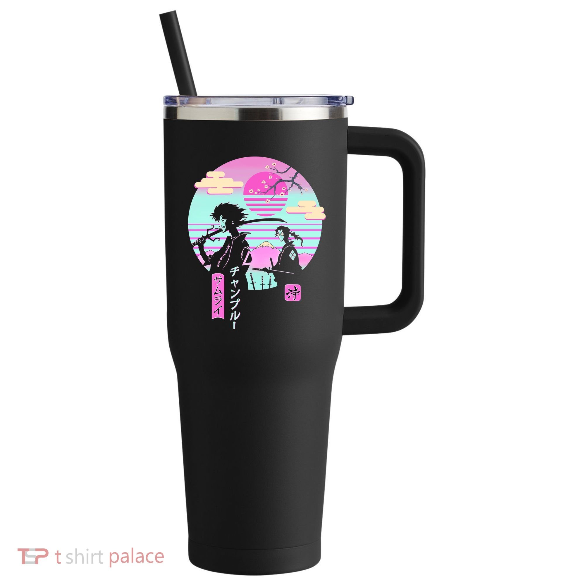 Retro Samurai Chillhop Anime 40oz Vacuum Insulated Stainless Steel Travel Tumbler