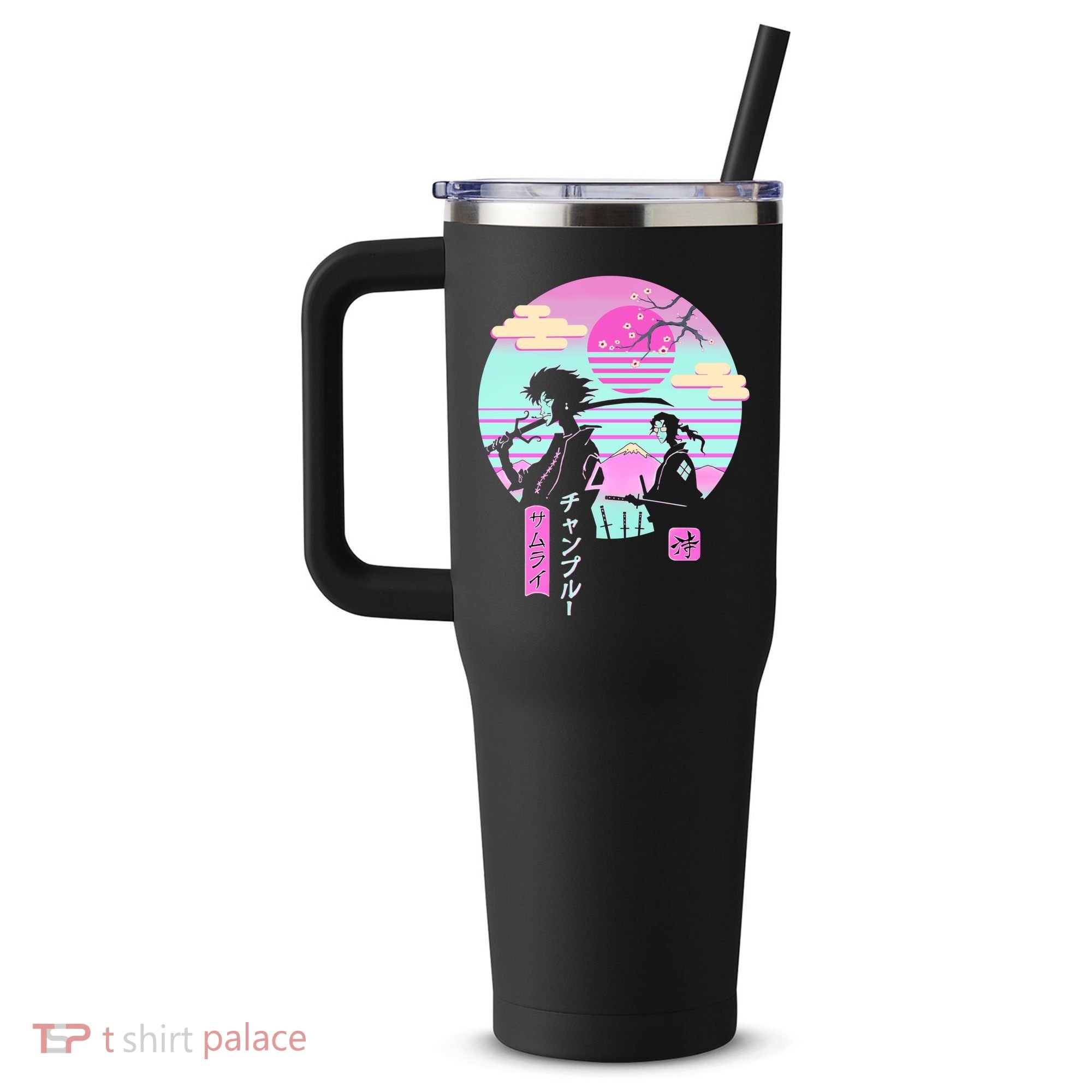 Retro Samurai Chillhop Anime 40oz Vacuum Insulated Stainless Steel Travel Tumbler