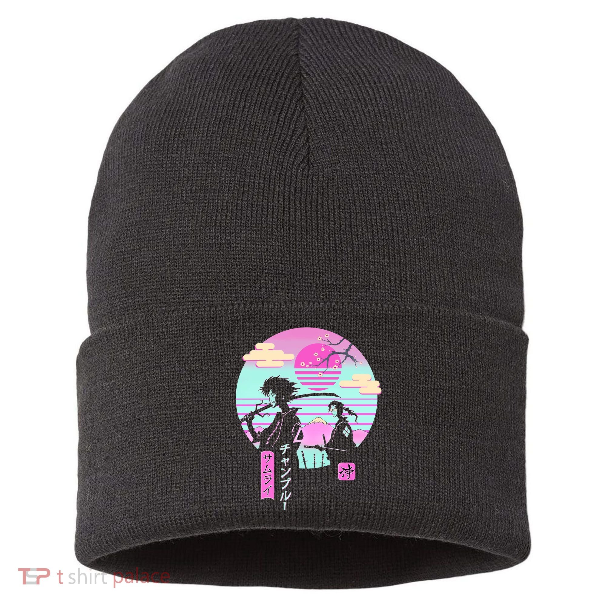 Retro Samurai Chillhop Anime Sustainable Knit Beanie