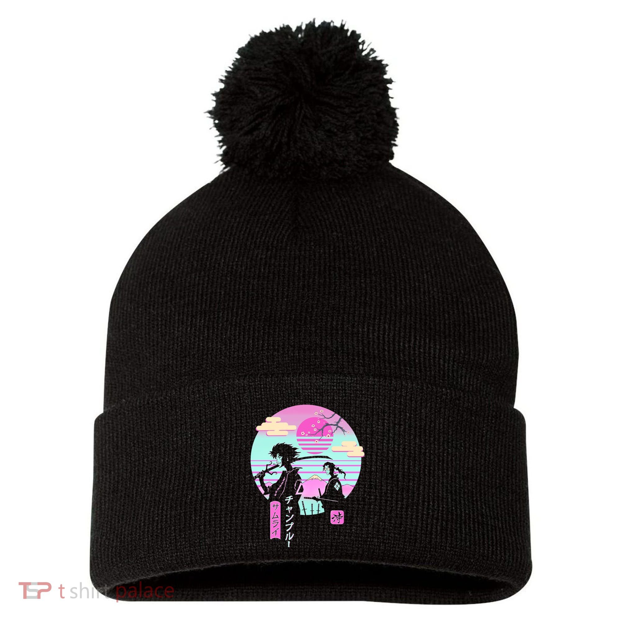 Retro Samurai Chillhop Anime Pom Pom 12in Knit Beanie