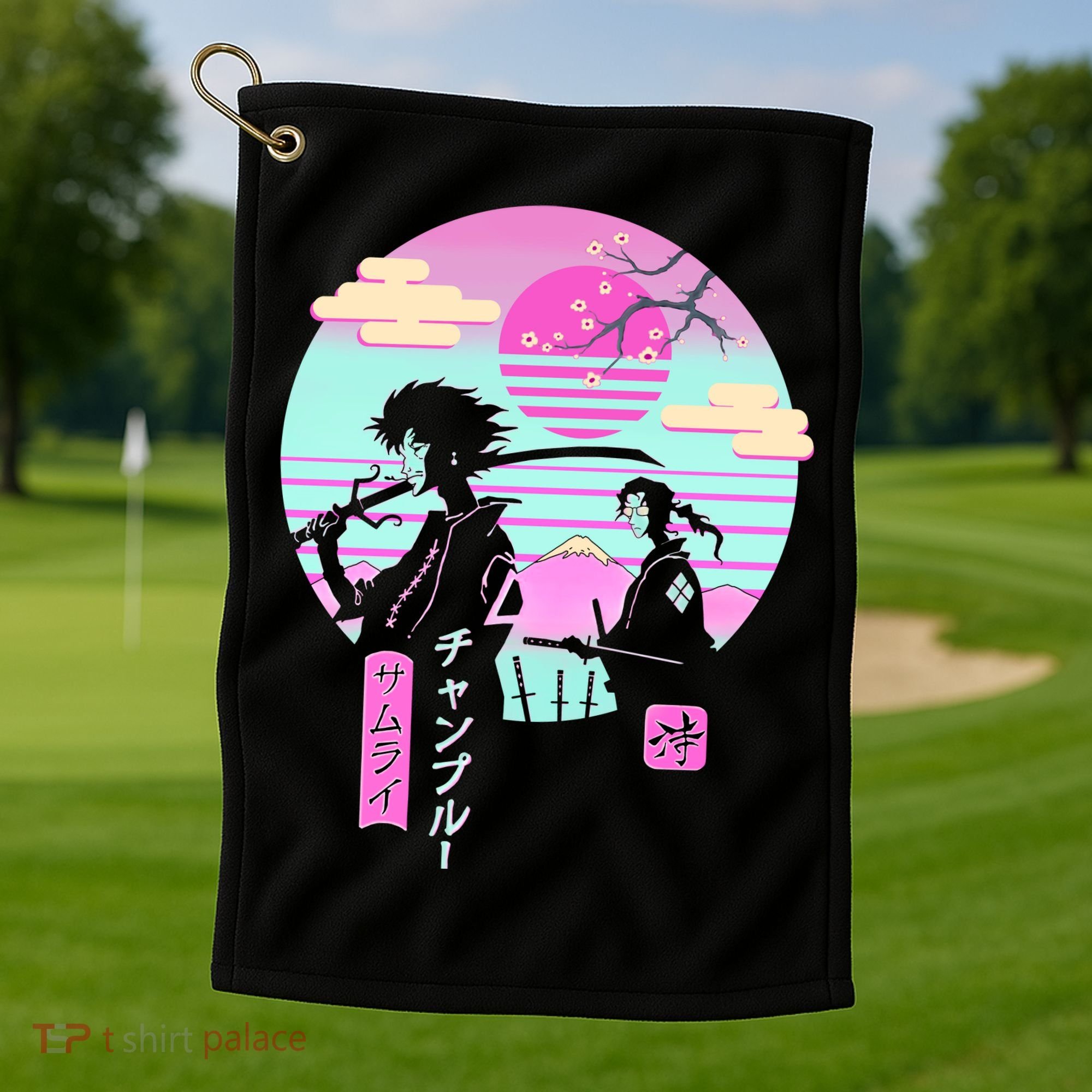 Retro Samurai Chillhop Anime Golf Towel