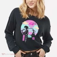 Retro Samurai Chillhop Anime Cropped Pullover Crew thumb 2