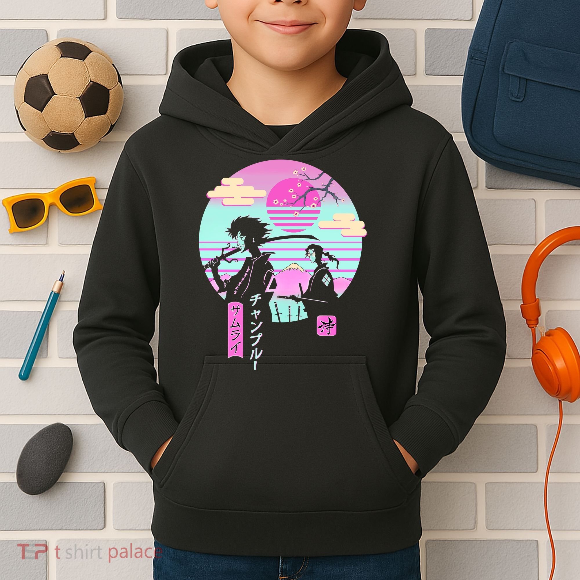 Retro Samurai Chillhop Anime Kids Hoodie