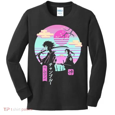 Retro Samurai Chillhop Anime Kids Long Sleeve Shirt
