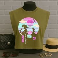 Retro Samurai Chillhop Anime Garment-Dyed Women's Muscle Tee thumb 3