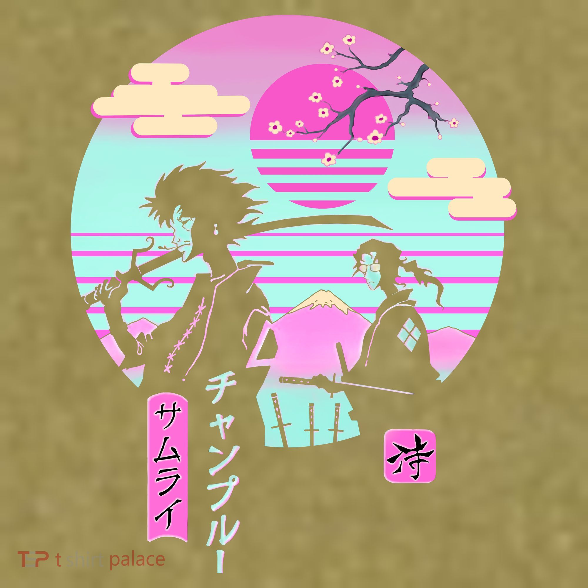 Retro Samurai Chillhop Anime Garment-Dyed Women's Muscle Tee