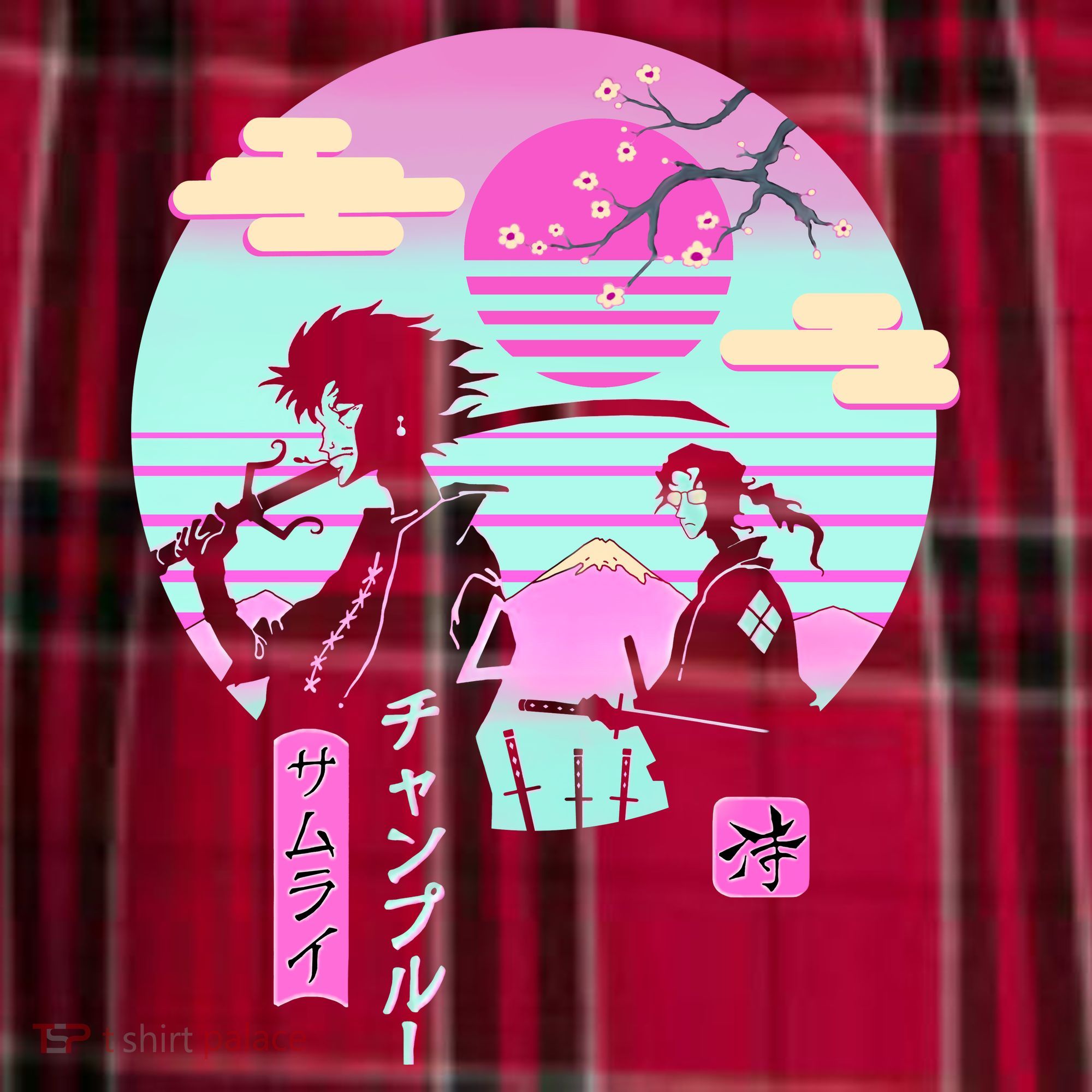 Retro Samurai Chillhop Anime Men's Flannel Plaid Pajama Pants