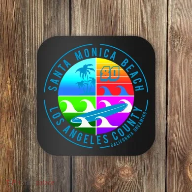 Retro Santa Monica Beach Coaster