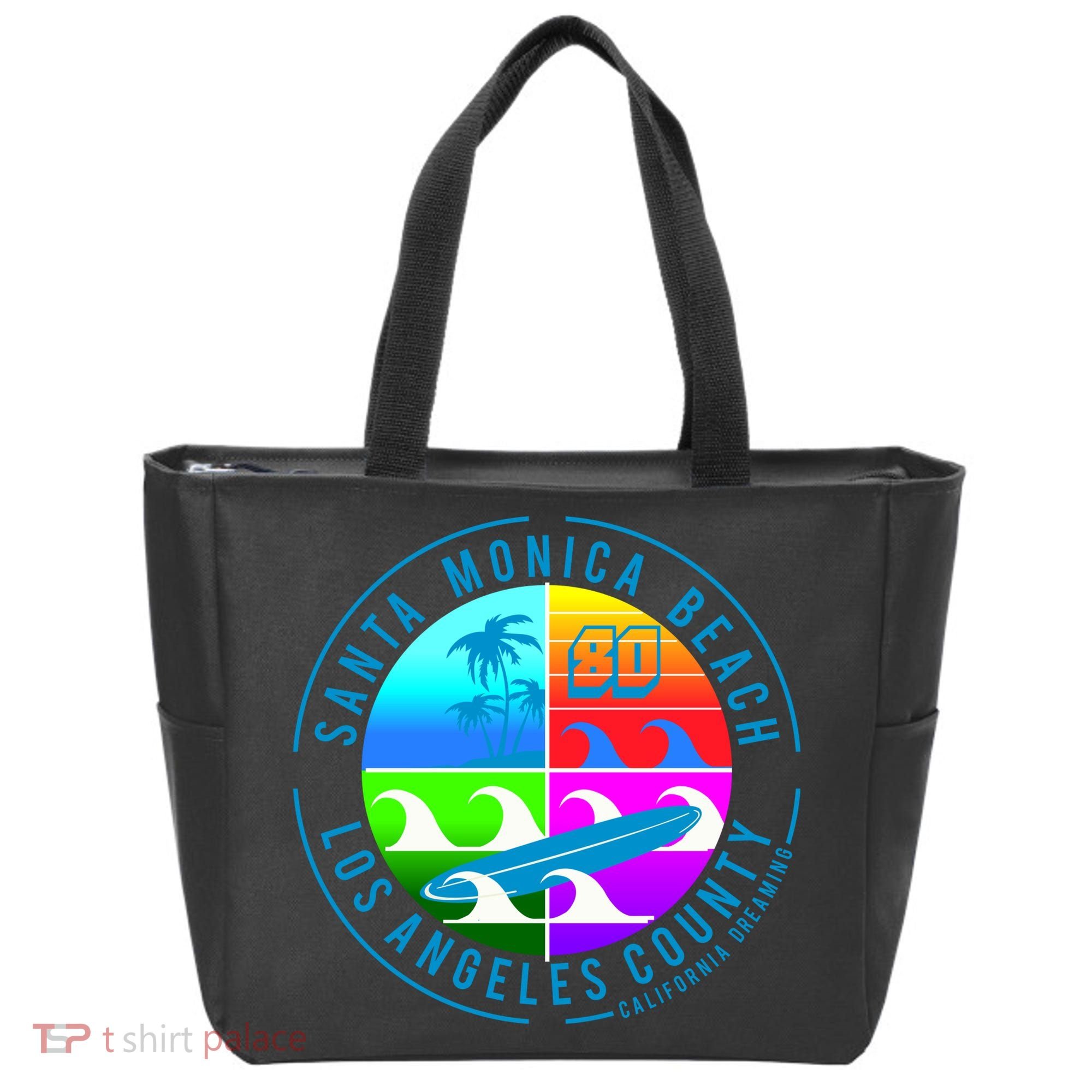 Retro Santa Monica Beach Tote Bag