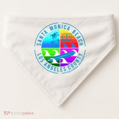 Retro Santa Monica Beach USA-Made Doggie Bandana