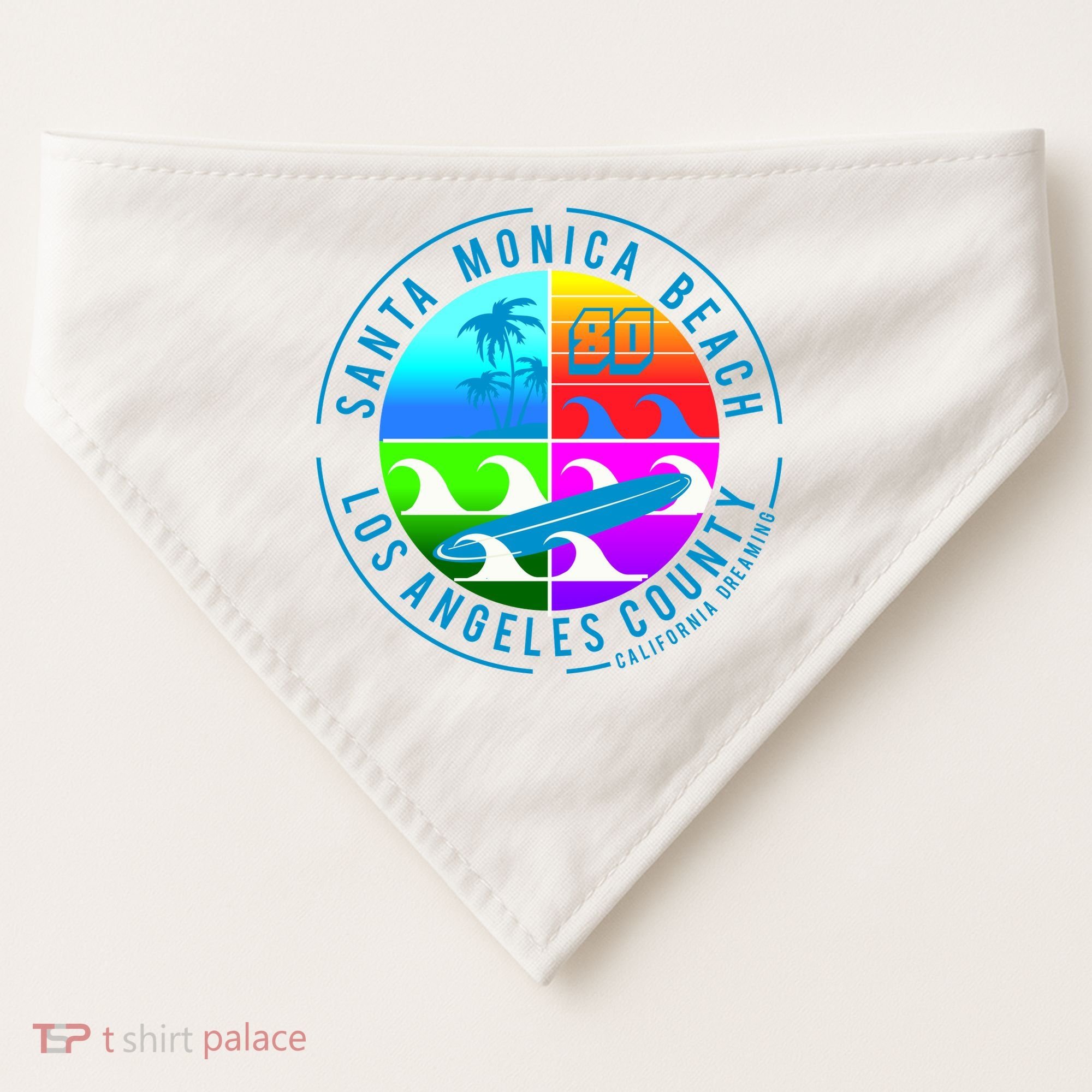 Retro Santa Monica Beach USA-Made Doggie Bandana