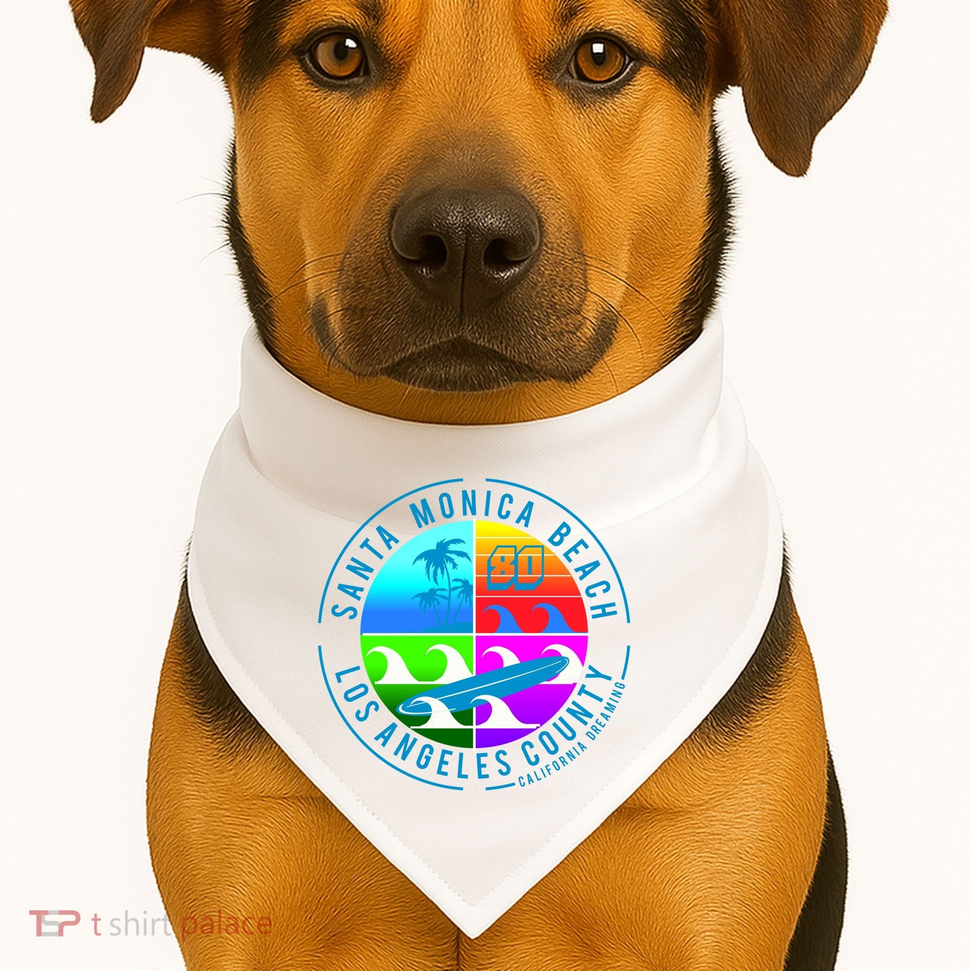 Retro Santa Monica Beach USA-Made Doggie Bandana