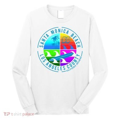 Retro Santa Monica Beach Long Sleeve Shirt
