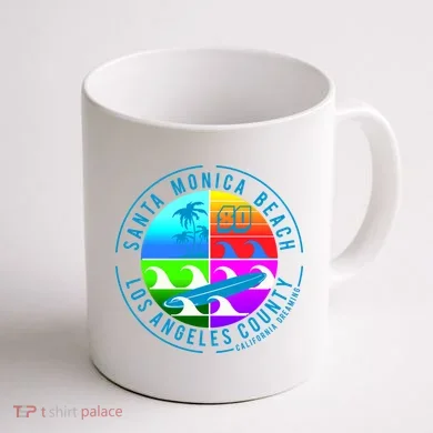 Retro Santa Monica Beach Coffee Mug back