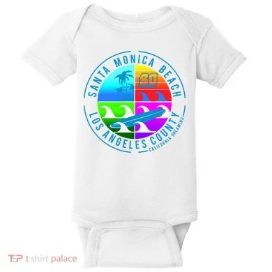Retro Santa Monica Beach Baby Bodysuit