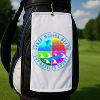 Retro Santa Monica Beach Golf Towel thumb 2
